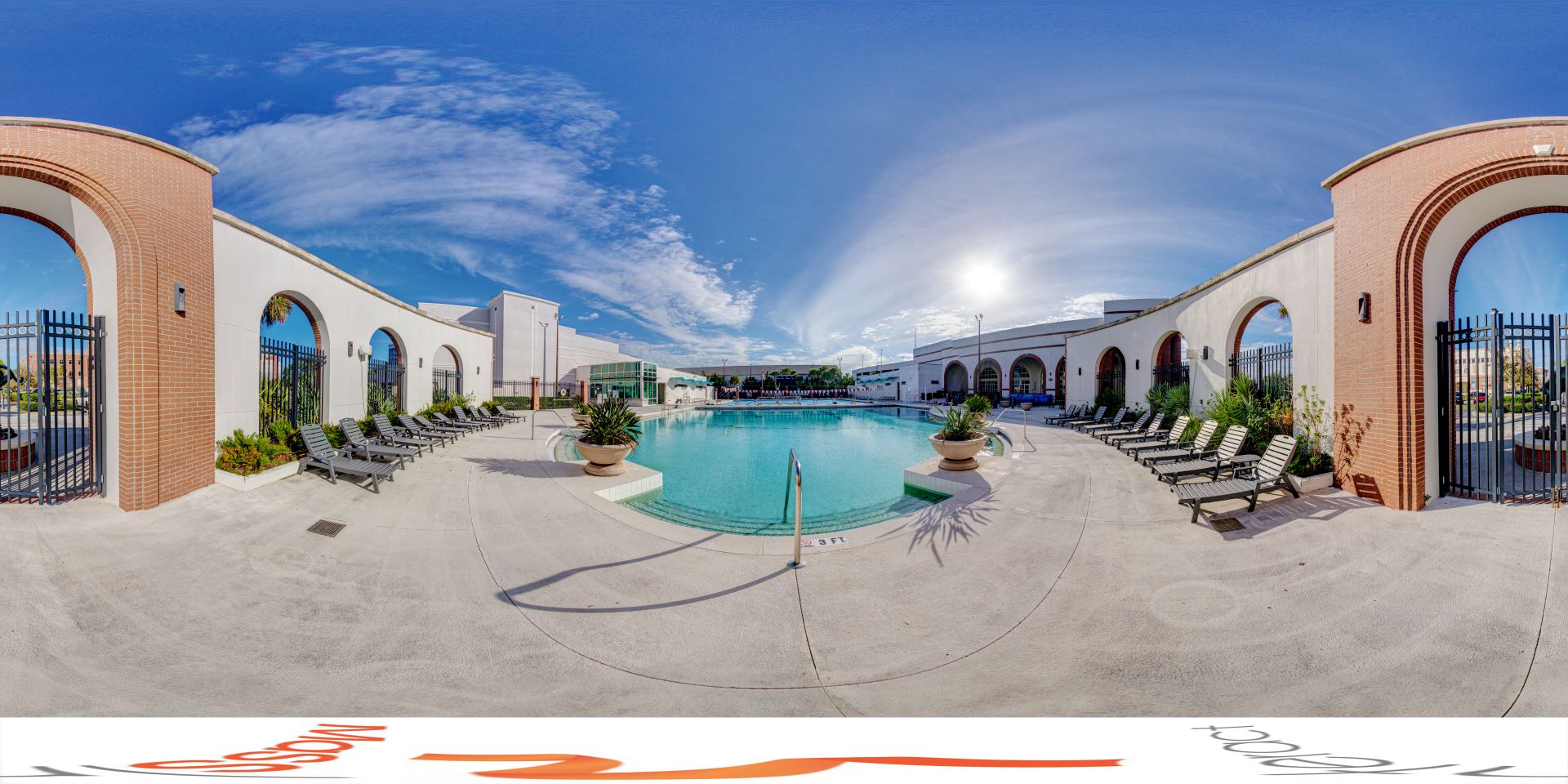 Florida Tech's Panther Aquatic Center provides a relaxing outdoor pool area with ample seating, perfect for swimming and lounging
